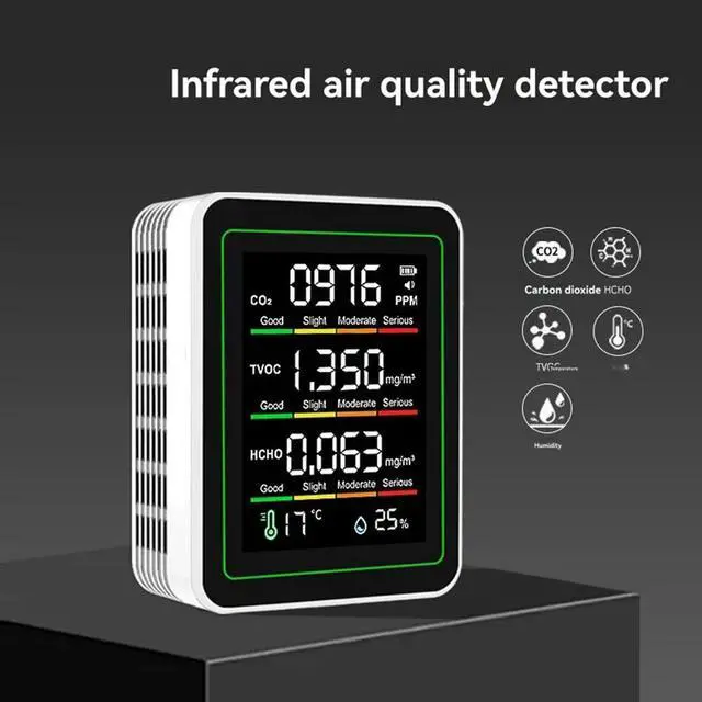 Alt view image 2 of 3 - MT11N 5-In-1 Carbon Dioxide Detector Infrared Sensor Formaldehyde Detection TVOC Detector Temperature Humidity CO2 NDIR