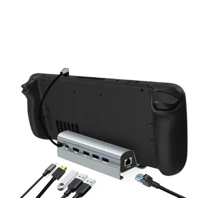 Alt view image 3 of 3 - Steam Deck Dock Station TV Base Stand Hub Holder Docking USB C To RJ45 Ethernet -Compatible USB3.0 Type-C