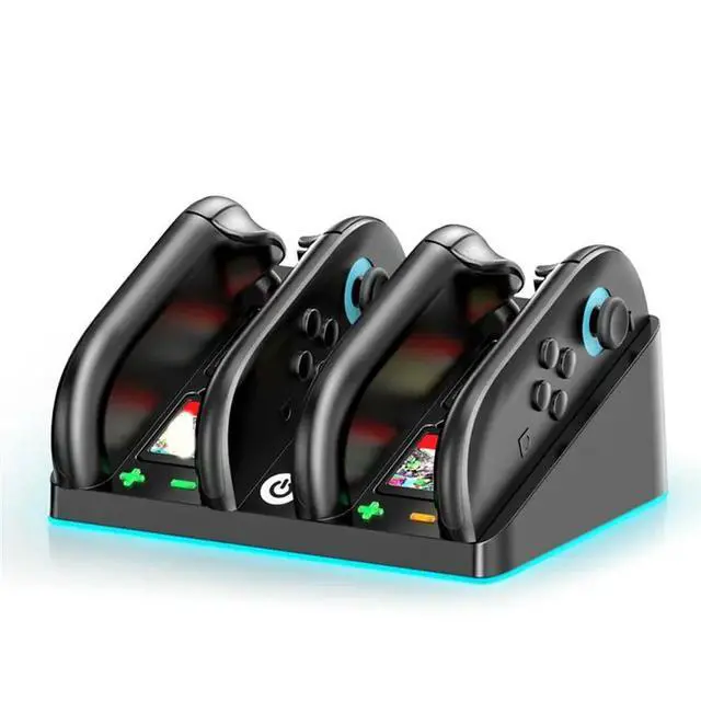 Alt view image 2 of 3 - Switch 2 Charging Dock Switch 2 Handle Colorful Charging Dock With 9 Lighting Modes With 4 Game Card Slots