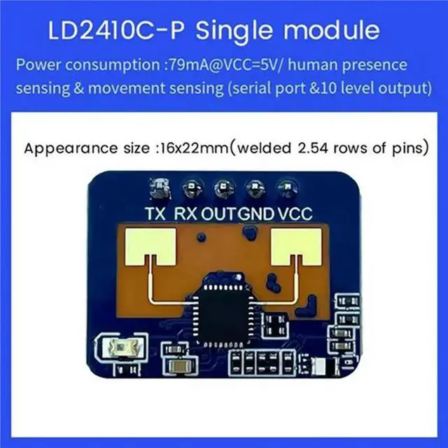 Alt view image 3 of 3 - Motion Detection 24G Mmwave HLK-LD2410C 4Pcs Presence Radar Sensor Module Human Detection Module