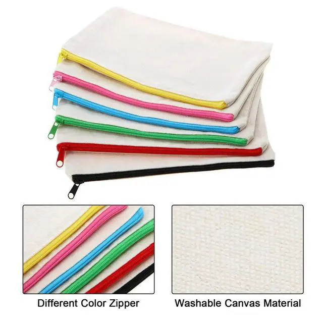 Alt view image 3 of 3 - 36Pcs Multipurpose Cosmetic Bag Makeup Pouches With Zipper Canvas Bag Pencil Pouch Travel Toiletry Bag For DIY Design