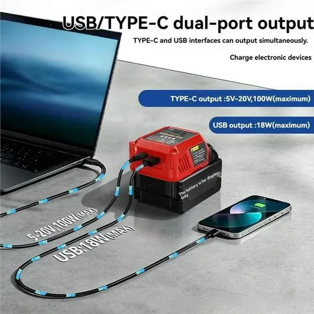 Alt view image 2 of 3 - For 100W Fast Charging Dock For 18-20V Lithium- Tool Batteries