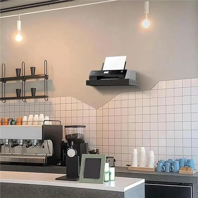 Alt view image 2 of 3 - Printer Tray Shelf For POS KDS For Restaurant Kitchen Wall Mount Printer Stand, Edge Mount Order Ticket Holder