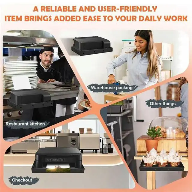 Alt view image 3 of 3 - Printer Tray Shelf For POS KDS For Restaurant Kitchen Wall Mount Printer Stand, Edge Mount Order Ticket Holder