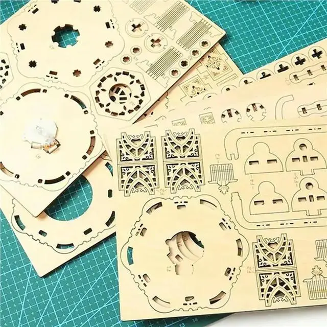 Alt view image 2 of 3 - 2X 3D Wooden Puzzles For Adults Vintage Lantern Model Kits With Light, 3D Wooden Lantern Model Kits To Build For Home