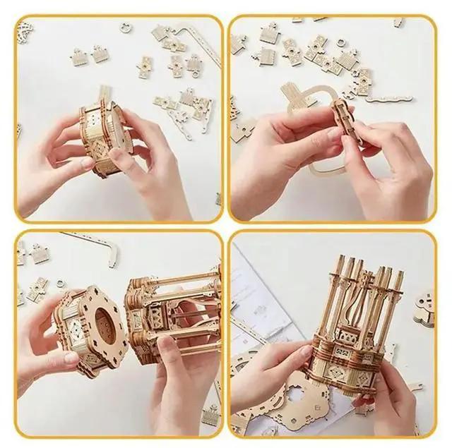 Alt view image 3 of 3 - 2X 3D Wooden Puzzles For Adults Vintage Lantern Model Kits With Light, 3D Wooden Lantern Model Kits To Build For Home