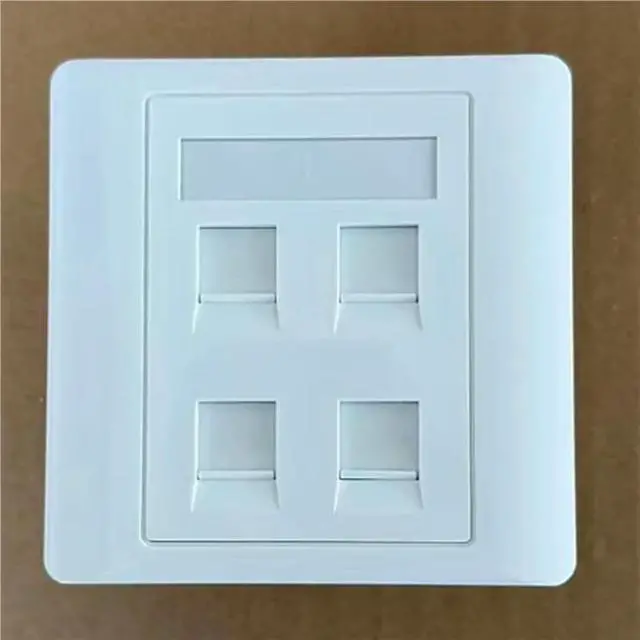 Alt view image 2 of 6 - 2X 4 Sockets CAT6A RJ45 Faceplate LAN Network Outlet Jack Shielded Ethernet Wall Panel Board 86X86mm