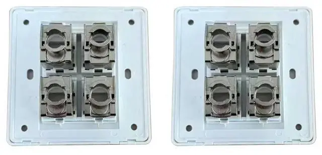 Main image of 2X 4 Sockets CAT6A RJ45 Faceplate LAN Network Outlet Jack Shielded Ethernet Wall Panel Board 86X86mm