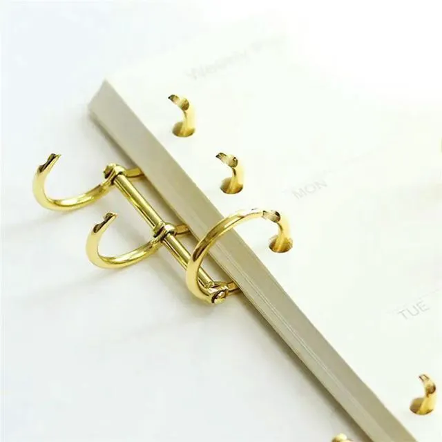 Alt view image 3 of 3 - 60 Pcs 3 Ring Book Rings Leaf Binders Office Book Rings Snap Split Hinged 20Mm Inner Diameter Book Ring Gold