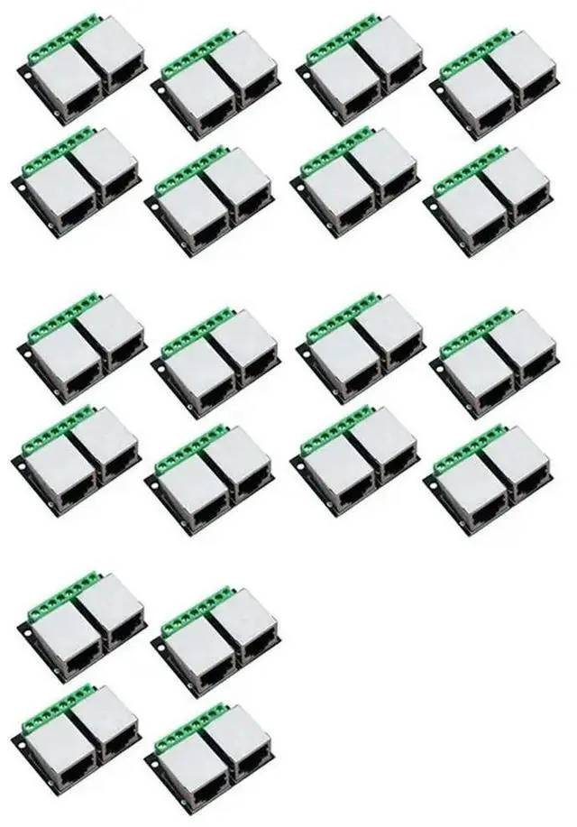 Main image of 20PCS RJ45 Ethernet Dual Female Terminal Breakout Board,3.5Mm Pitch Connector Board Shielded Network Adapter Terminal