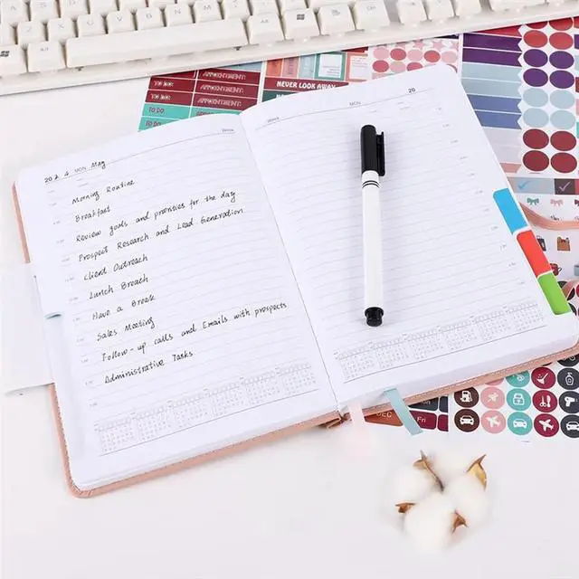 Alt view image 2 of 3 - 2024-2025 Planner With Practical Stickers, Undated Daily Weekly Organizer,Leather Cover With Card s&Paper Pocket