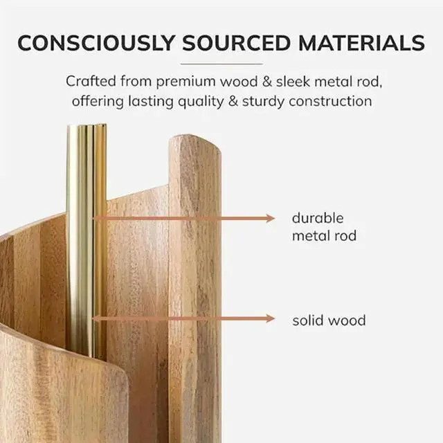 Alt view image 2 of 3 - Mountain Paper Towel Holder Stand With Countertop Mango Wood Round Base For Kitchen Roll