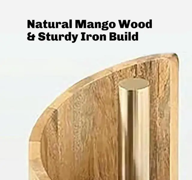 Main image of Mountain Paper Towel Holder Stand With Countertop Mango Wood Round Base For Kitchen Roll