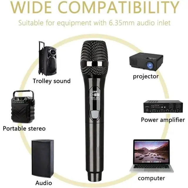 Alt view image 3 of 6 - UHF Microphone With Rechargeable Receiver Karaoke Set For Singing, DJ Party, Church Speech,Home KTV