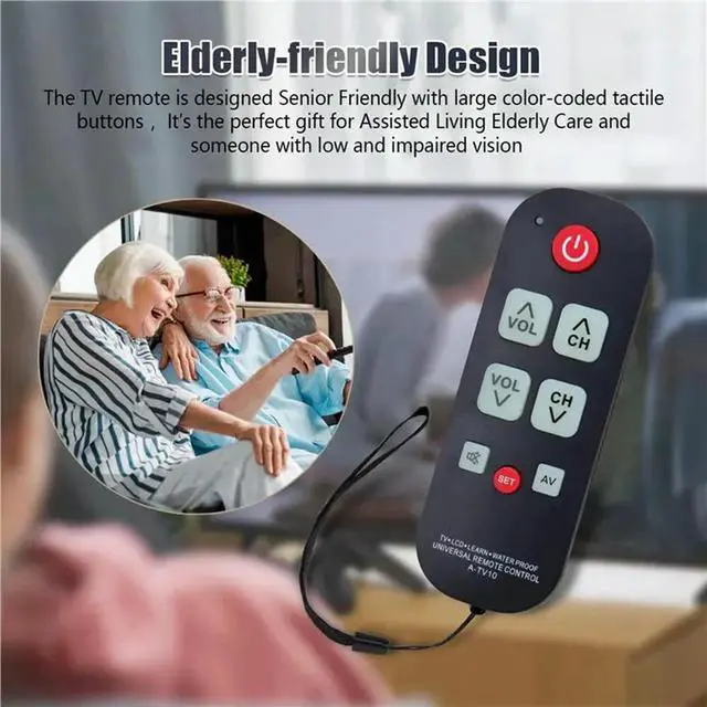 Alt view image 2 of 6 - 6X A-TV10 TV Remote For Seniors Universal Controller Simple Waterproof Remote Control With LED Light For All TV Models