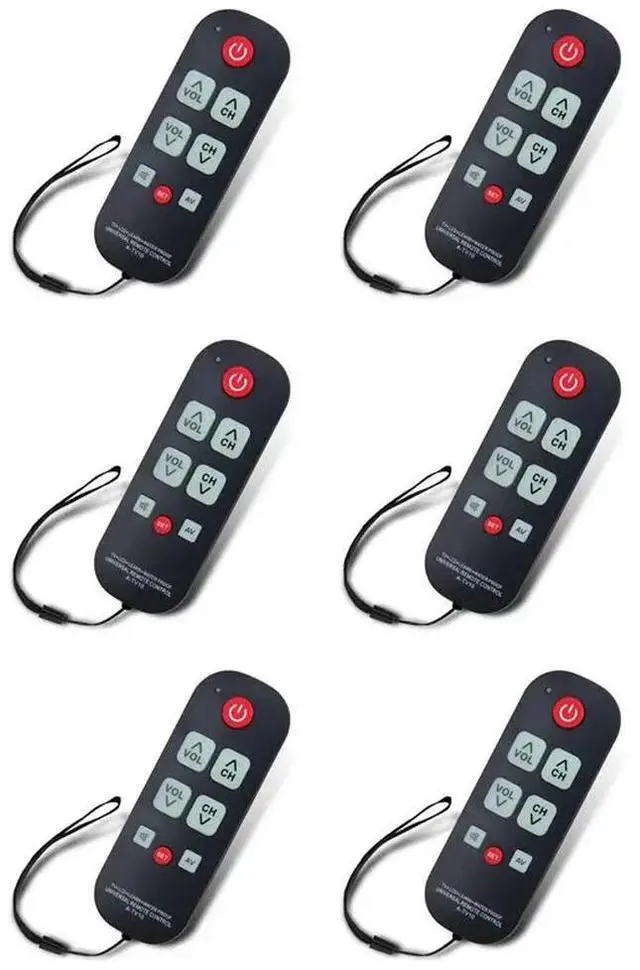 Main image of 6X A-TV10 TV Remote For Seniors Universal Controller Simple Waterproof Remote Control With LED Light For All TV Models