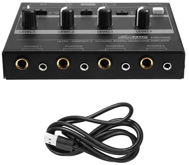 Main image of HD400 4-Channel Headphone Amplifier Device Supports 8 Channels Signal Splitter Functionality
