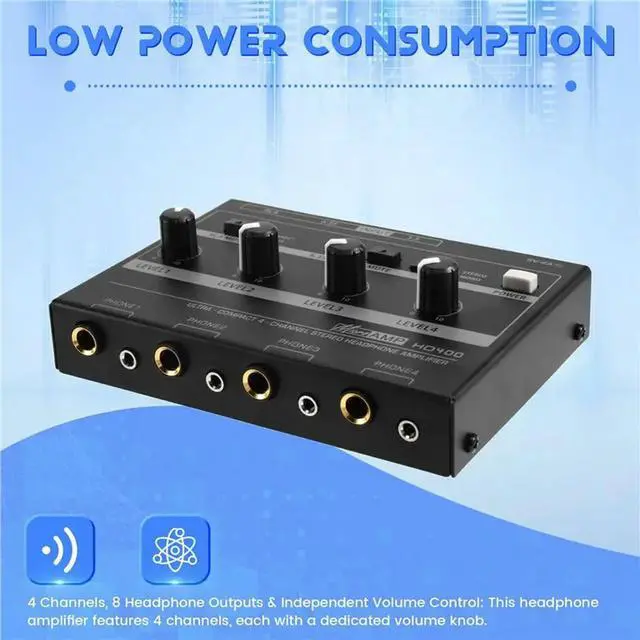 Alt view image 3 of 6 - HD400 4-Channel Headphone Amplifier Device Supports 8 Channels Signal Splitter Functionality