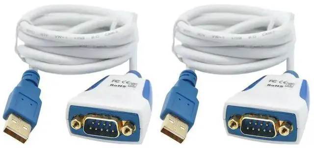Main image of 2X USB To RS232 Cable Converter FTDI USB 2.0 To RS232 Cord USB To RS232 Serial DB9 Adapter For Mac 1M