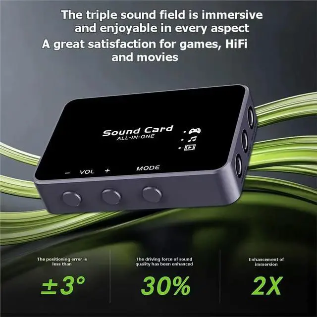 Alt view image 3 of 3 - Esports Gaming Headphones External Sound Card Virtual 7.1 Audio Support For Computers