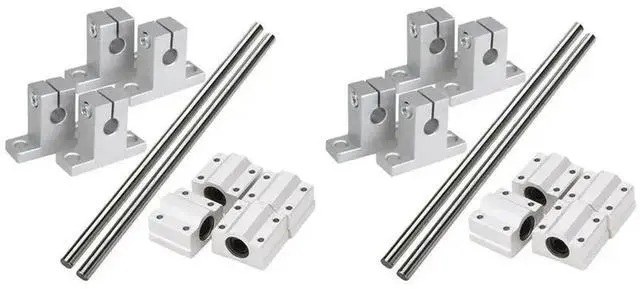Main image of 8X Horizontal Linear Bearing Slide Set 8Mm Dia Linear Motion Bearing Slide Bushing 200Mm Linear Shaft Optical Axis Set