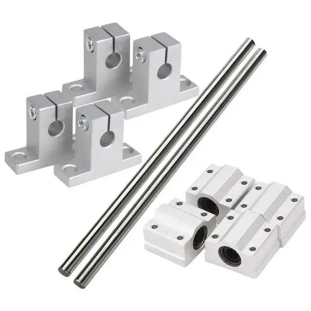 Alt view image 2 of 3 - 8X Horizontal Linear Bearing Slide Set 8Mm Dia Linear Motion Bearing Slide Bushing 200Mm Linear Shaft Optical Axis Set