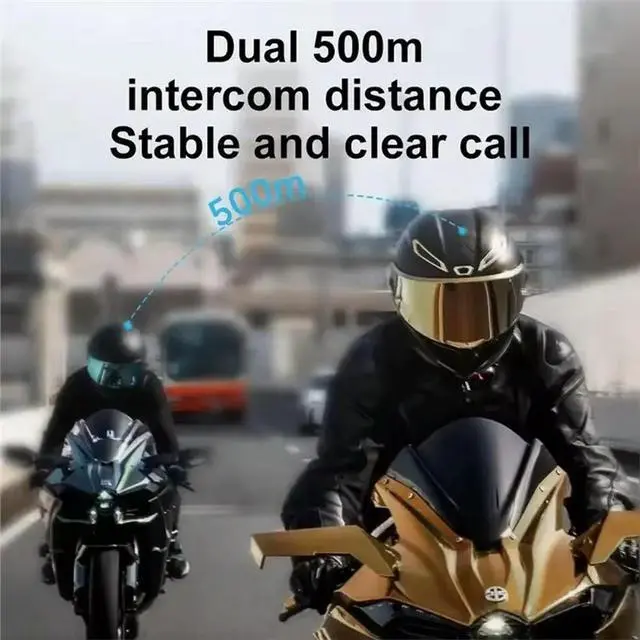 Alt view image 3 of 3 - Motorcycle Helmet Bluetooth Intercom Motorcycle Helmet Bluetooth Headset With LED HD Digital Display Intercom Distance 1800Ft
