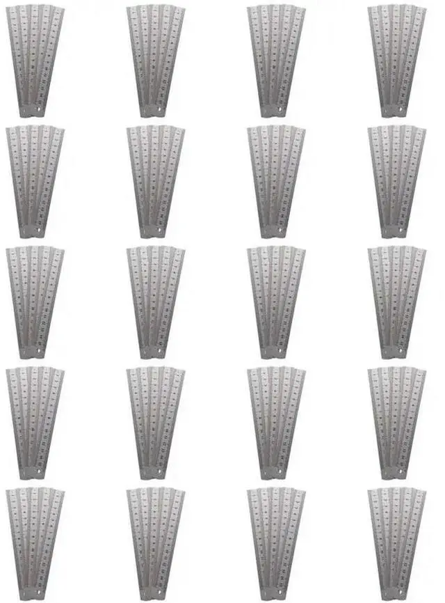 Main image of 100 Pcs Dual Side Marked 15Cm 6 Inch Stainless Steel Straight Ruler