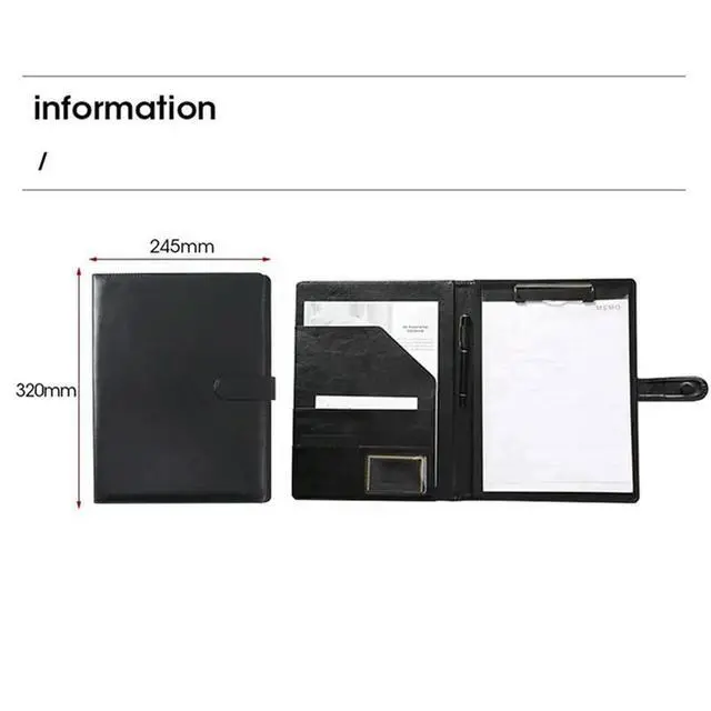 Alt view image 2 of 3 - 2X A4 Leather Folder Multifunctional Business Contract Folder With Notes Business Stationery Folder Black