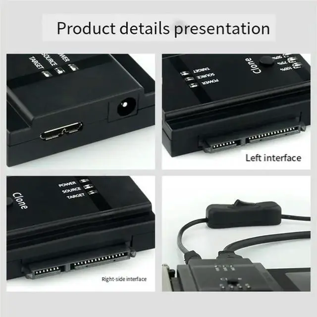 Alt view image 3 of 3 - Dual Disks USB3.0 SATA Offline Cloning Machine 2.5/3.5-Inch Serial Port Hard Disk Copy Cable Take-All Drive