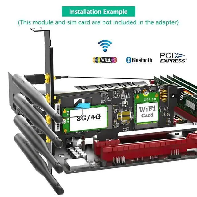Alt view image 3 of 3 - NG/4G Card Adaptor NGFF M. 2 Key B And Key A To Pcie X1 Adpater For 3G Network Cards