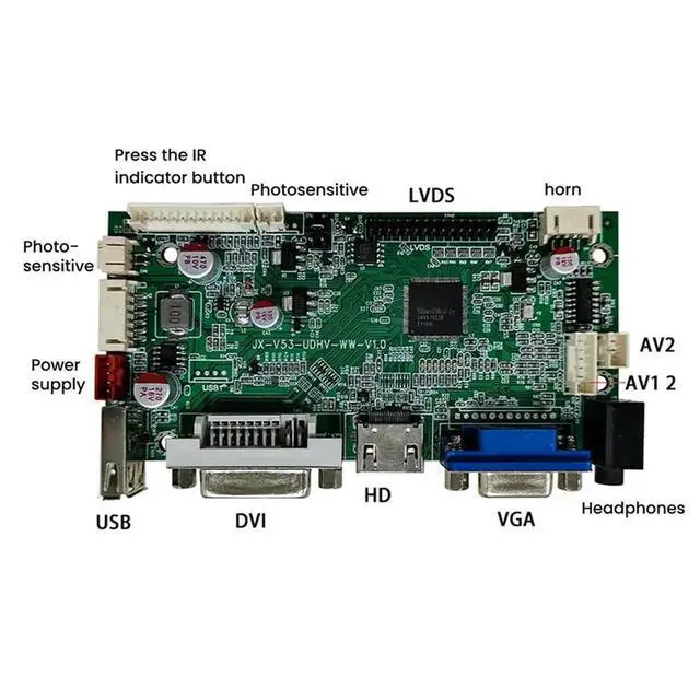 Alt view image 2 of 3 - V53 Universal LCD Driver Solution Controller Board Supports LVDS Signal Output, USB, DVI, VGA AV Compatibility