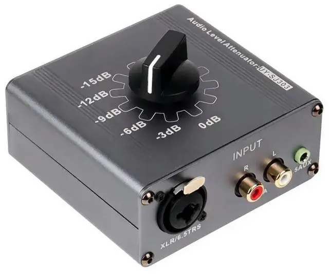 Main image of XLR/6.5TRS For-RCA 3.5Mm AUX Audio Level Attenuator 0Db -3Db -6Db -9Db -12Db -15Db Adjustable Audio Attenuation Box