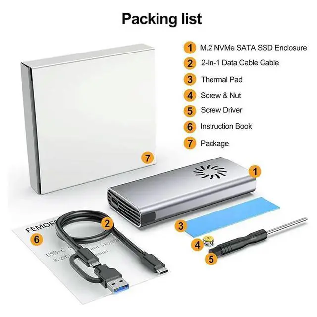 Alt view image 2 of 3 - 3X Nvme Enclosure SSD M.2 Adapter, M.2 Enclosure SSD Nvme To USB C 3.2 Gen 2 10Gbps Nvme Adapter For 2242 2280 SSD