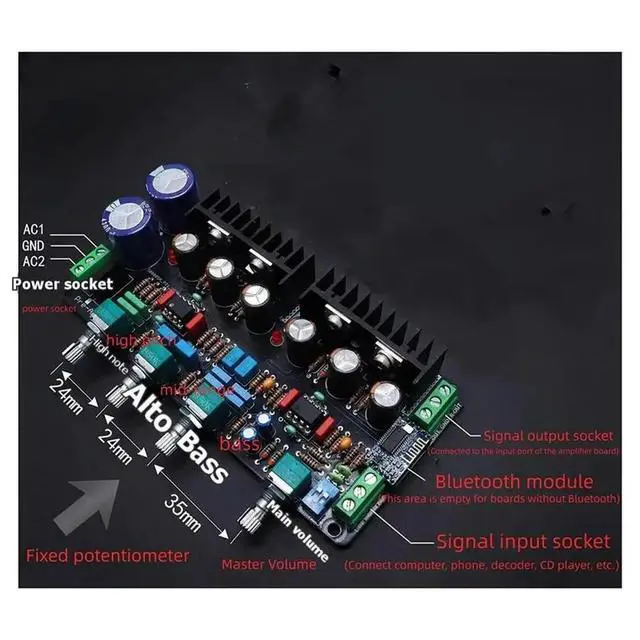 Alt view image 3 of 3 - M5 Class A Hi-Fi Preamp Board Bluetooth, Tube Sound Tone Preamplifier, Parallel Design High-Fidelity Tube-Sounding Board