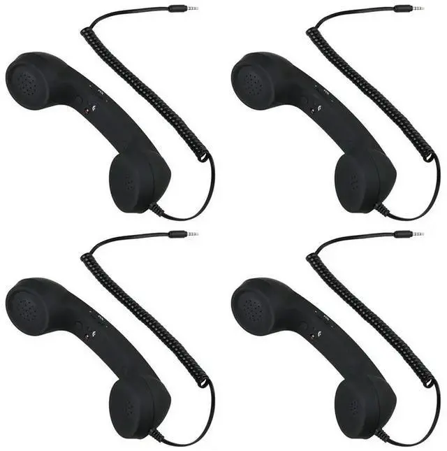 Main image of 4X Vintage Retro Telephone Handset Cell Phone Receiver MIC Microphone For Cellphone phone, 3.5 Mm Socket (Black)