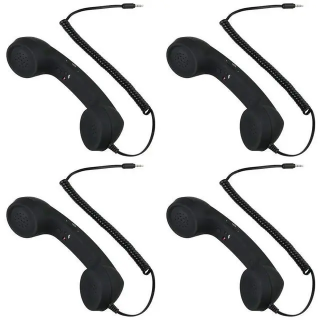 Alt view image 3 of 3 - 4X Vintage Retro Telephone Handset Cell Phone Receiver MIC Microphone For Cellphone phone, 3.5 Mm Socket (Black)