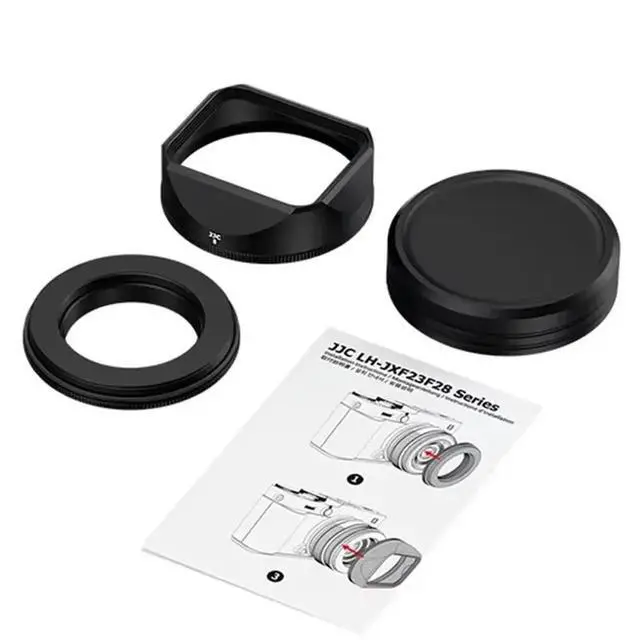 Alt view image 3 of 3 - For Fujifilm X-E5 Square Lens Hood For XF 23Mm F2.8 R WR, 27Mm F2.8 R WR- Lens Shade With Adapter Ring Cap Cover