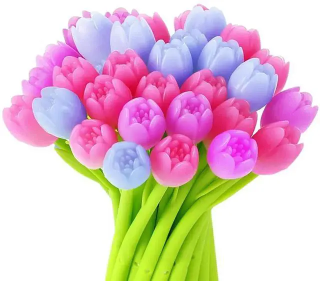 Main image of Color Changing Tulip Flower Pens Bulk 50 Pieces Gel Ink For School Classroom For Birthday Party Favors Gift