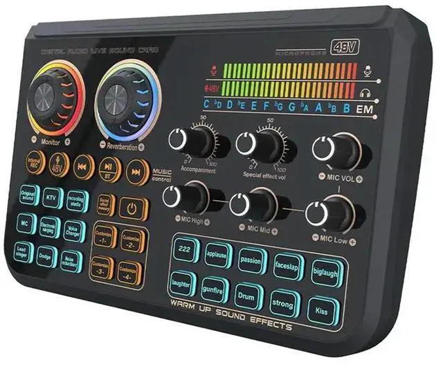 Main image of T600 Sound Card 48V Audio Interface Mixer For Karaoke,Recording Live Streaming Voice Changer On PC