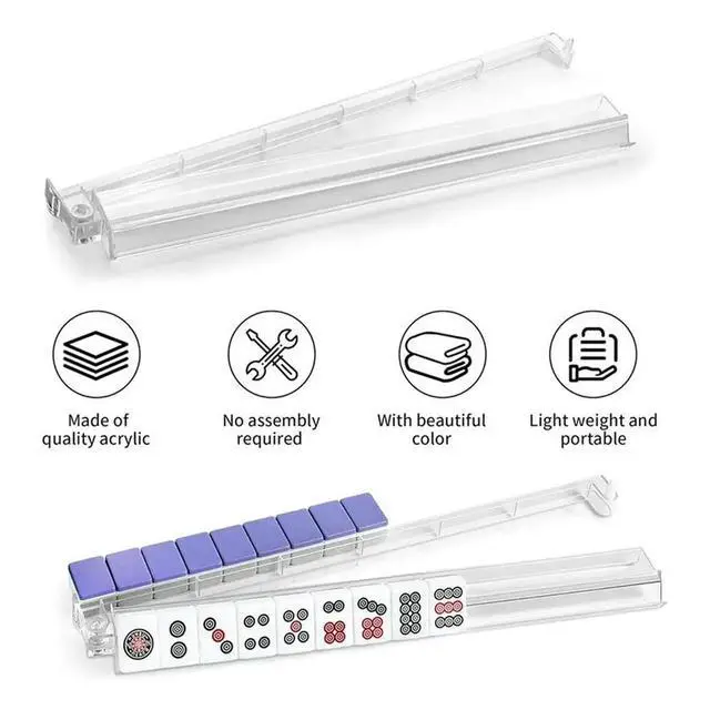 Alt view image 3 of 3 - 4Pcs Acrylic Mahjong Rack With Pushers& Rotating Base, Includes Built-In Pusher Design