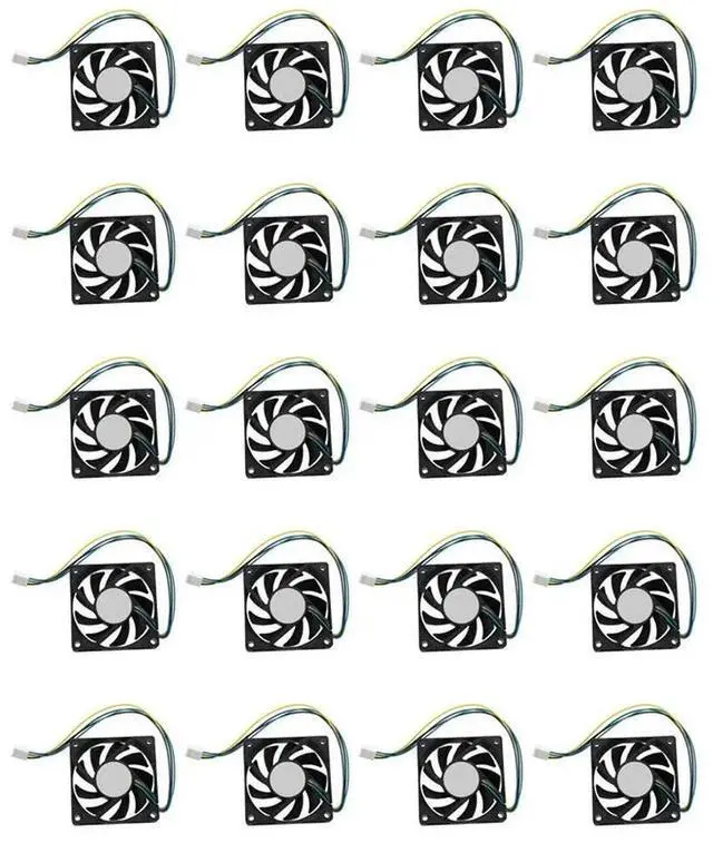 Main image of 20Pcs 70X70x15mm 12V 4 Pins PWM PC Computer Case CPU Cooler Cooling Fan Black