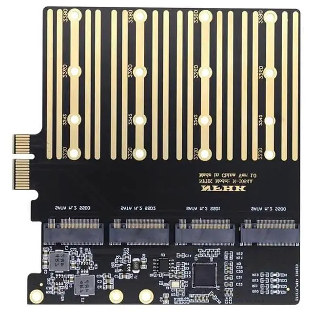 Alt view image 3 of 3 - Pcie Expansion Card For Desktop Computers- PCI-E 1X To Four NGFF B/M-Key SSD Mainboard Adapter Converter SSD Card