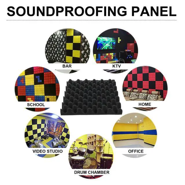 Alt view image 2 of 3 - 12Pcs Soundproofing Acoustic Panels High Density Egg Crate Design Self-Adhesive Sound Insulation Foam for Walls Ceilings Noise