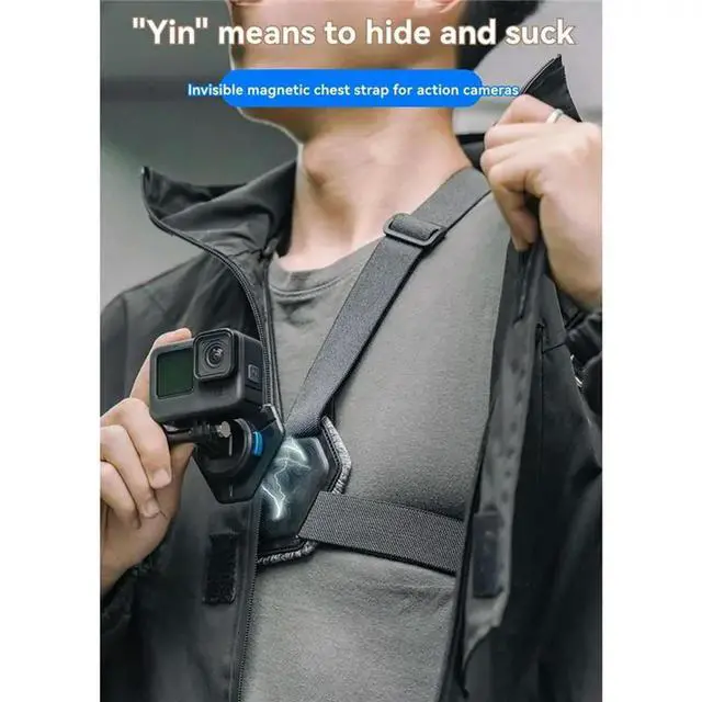 Alt view image 2 of 3 - For Gopro Action 4 3 Compatible Magnetic Chest Strap- Invisible Double Suction Quick Release Flexible Elastic Design