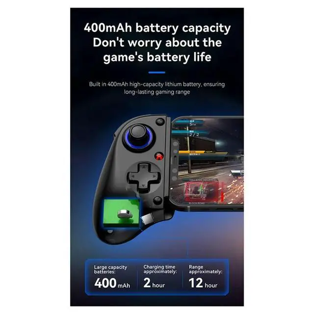 Alt view image 2 of 3 - D11S Extendable Gaming Controller Hall Trigger BT 5.2 With Cooling Fan/Programmable Back Buttons