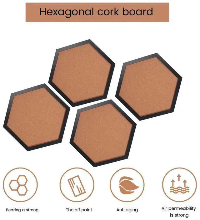 Main image of 4 Packs Cork Board Pin Board, Cork Boards For Walls With Frame, Decorative Black Bulletin Board For Office, School