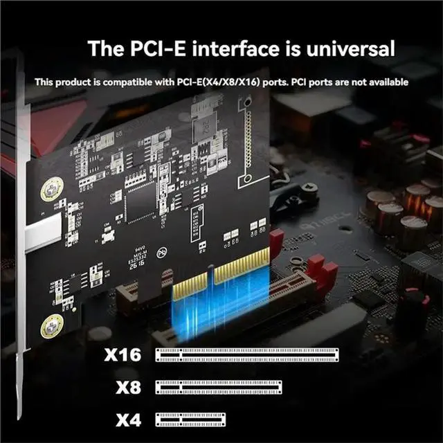 Alt view image 3 of 3 - Pcie X4 To Type-C Expansion Card USB3.2 Gen2x2 20Gbps Adapter Card ASM3242 Chip For Win10/11