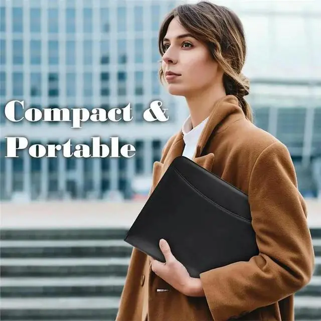 Alt view image 3 of 3 - Leather Padfolio Portfolio Binder Organizer Professional Zipper Folder For A4 Letter Documents Notepad Portfolio