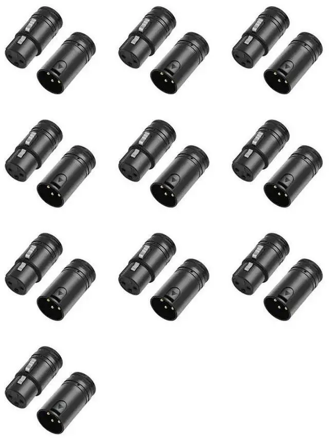 Main image of 20X Male & Female Compact XLR Microphone Solder Adapter Adjustable 90° 3Pin XLR Solder Connector 3 PIN XLR Ends